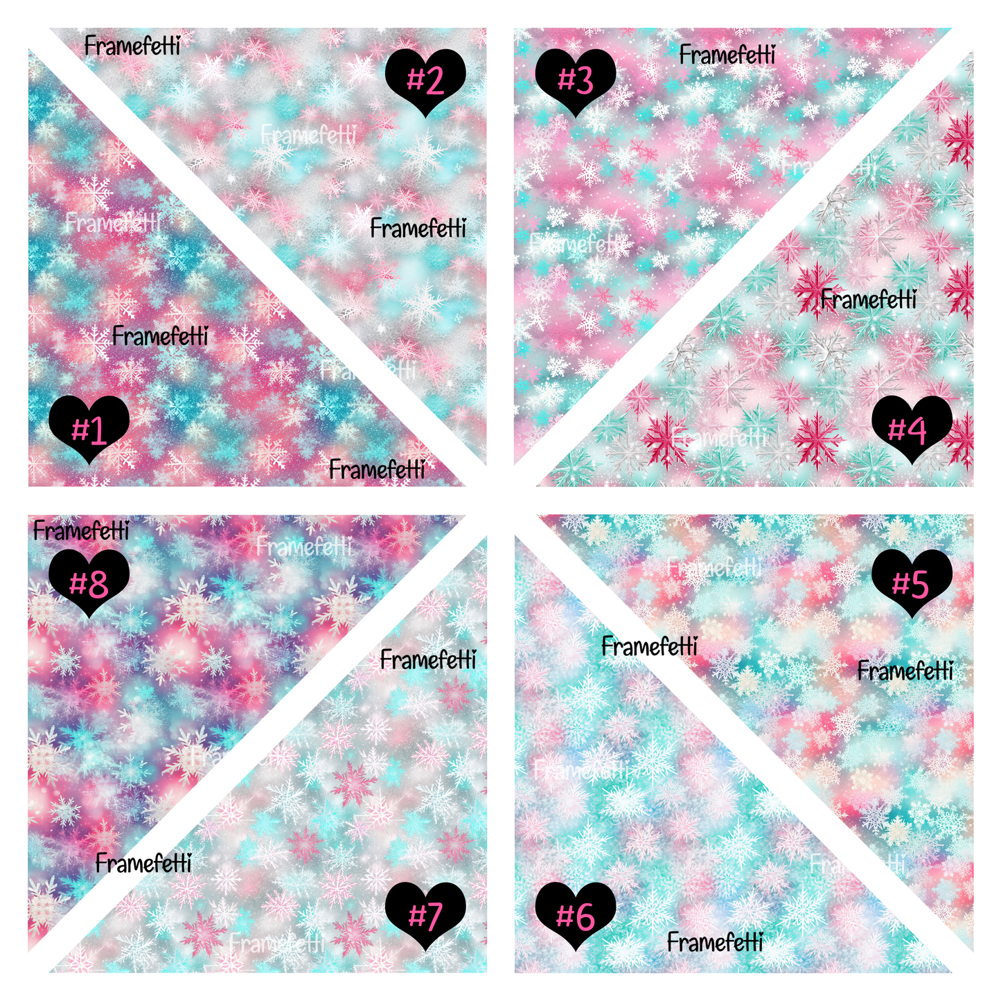 Pink & Blue Snowflakes