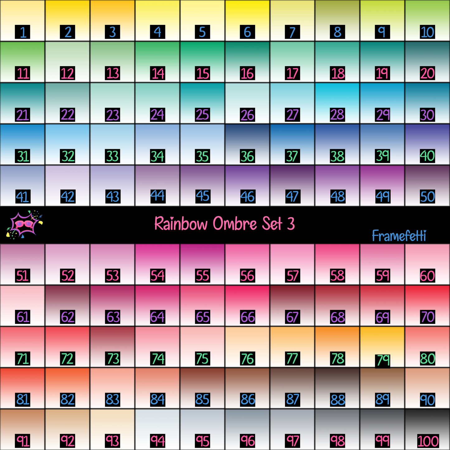 Rainbow Ombre Set 2 ~ Fades to White